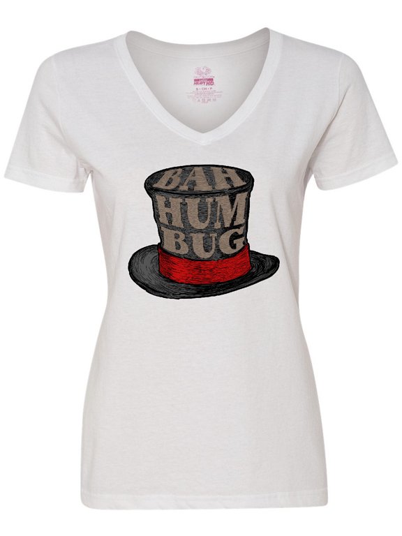 Scrooge's Top Hat Bah Humbug Women's V-Neck T-Shirt