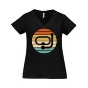Inktastic Scuba Diver Retro Sunset Diving Gift Women's Plus Size V-Neck T-Shirt