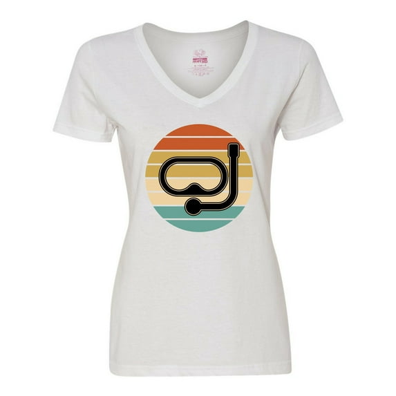 Inktastic Scuba Diver Retro Sunset Diving Women's V-Neck T-Shirt