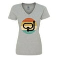 thumbnail image 1 of Inktastic Scuba Diver Retro Sunset Diving Women's V-Neck T-Shirt, 1 of 5