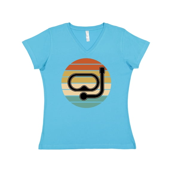 Inktastic Scuba Diver Retro Sunset Diving Women's V-Neck T-Shirt