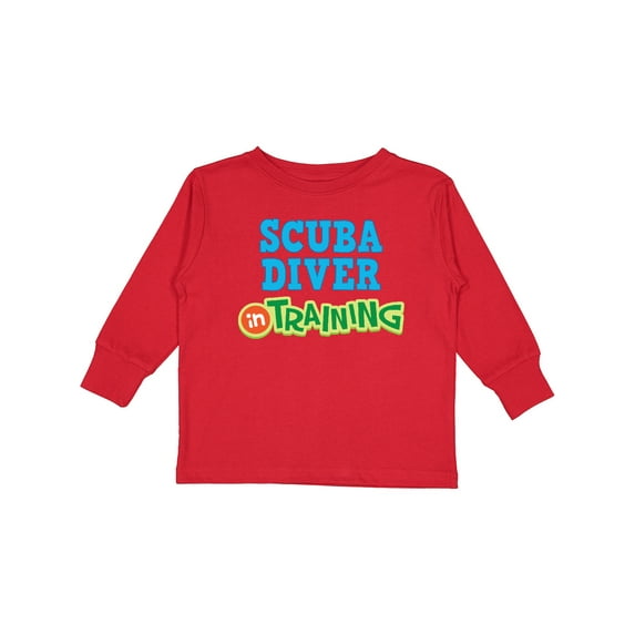 Inktastic Scuba diver in Training Boys or Girls Long Sleeve Toddler T-Shirt