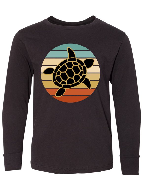 Sea Turtle Retro Sunset Long Sleeve Youth T-Shirt