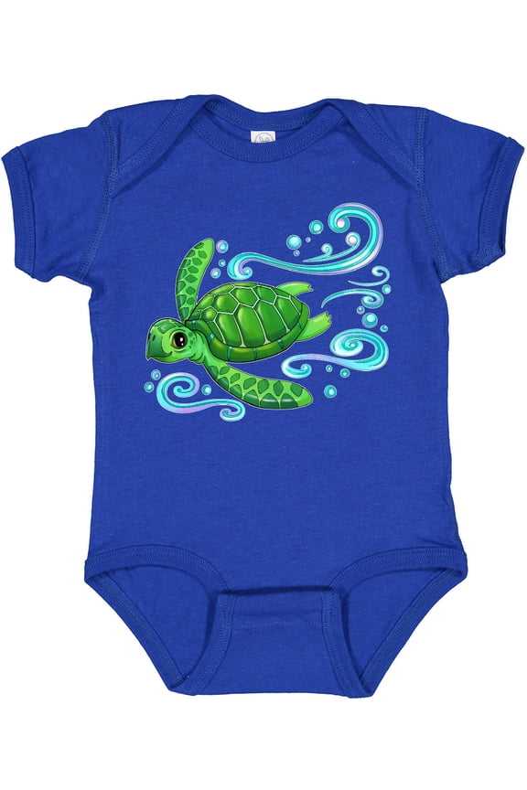 Sea Turtle Swimming Boys or Girls Baby Bodysuit
