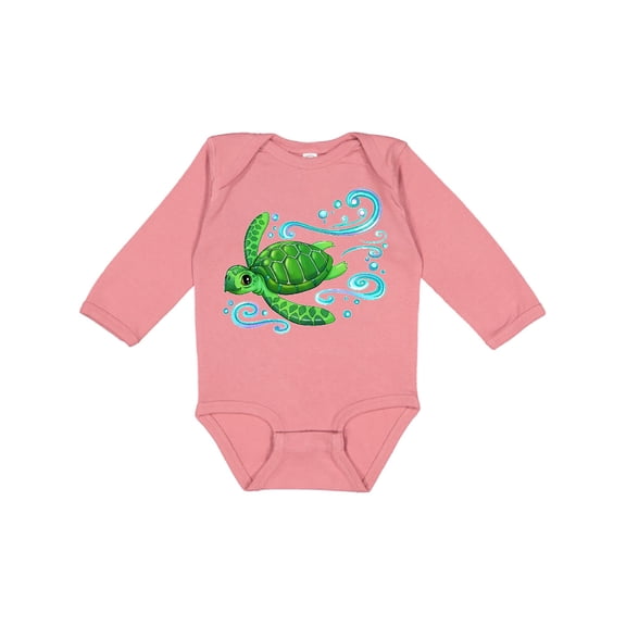 Inktastic Sea Turtle Swimming Boys or Girls Long Sleeve Baby Bodysuit
