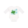 thumbnail image 1 of Inktastic Sea Turtle Swimming Boys or Girls Long Sleeve Baby Bodysuit, 1 of 5