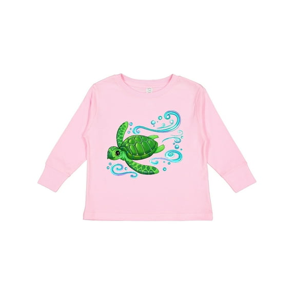 Inktastic Sea Turtle Swimming Boys or Girls Long Sleeve Toddler T-Shirt