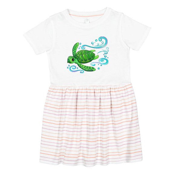 Inktastic Sea Turtle Swimming Girls Toddler Dress