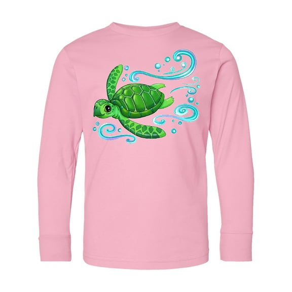 Inktastic Sea Turtle Swimming Long Sleeve Youth T-Shirt