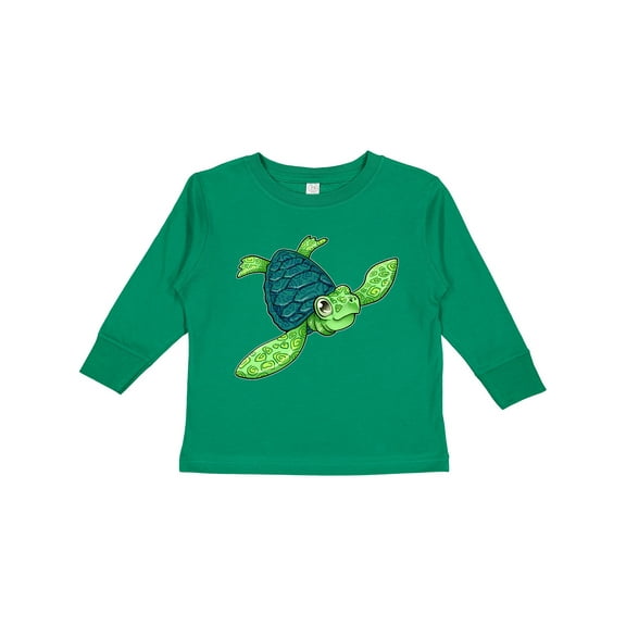 Inktastic Sea Turtle with Swirls Boys or Girls Long Sleeve Toddler T-Shirt