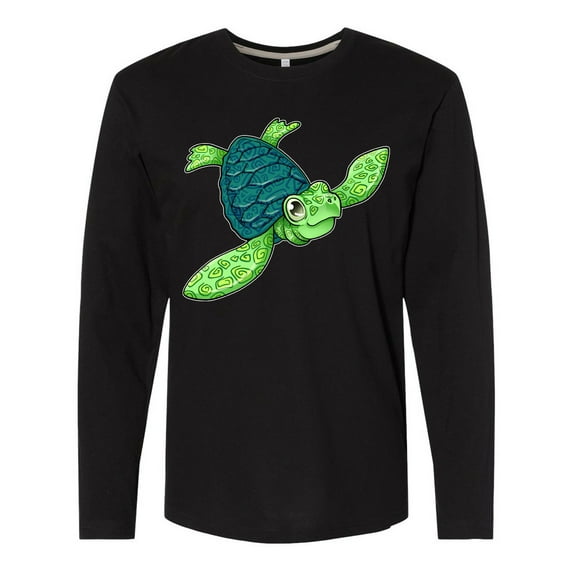 Inktastic Sea Turtle with Swirls Long Sleeve T-Shirt