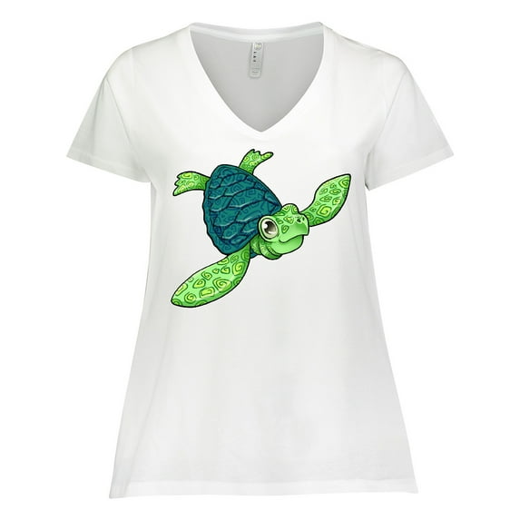 Inktastic Sea Turtle with swirls Women's Plus Size V-Neck T-Shirt