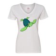 thumbnail image 1 of Inktastic Sea Turtle with swirls Women's V-Neck T-Shirt, 1 of 5