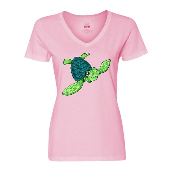 Inktastic Sea Turtle with swirls Women's V-Neck T-Shirt