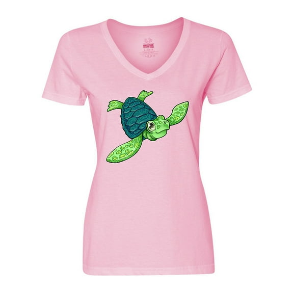 Inktastic Sea Turtle with swirls Women's V-Neck T-Shirt