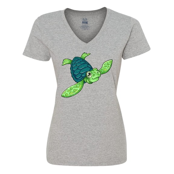 Inktastic Sea Turtle with swirls Women's V-Neck T-Shirt