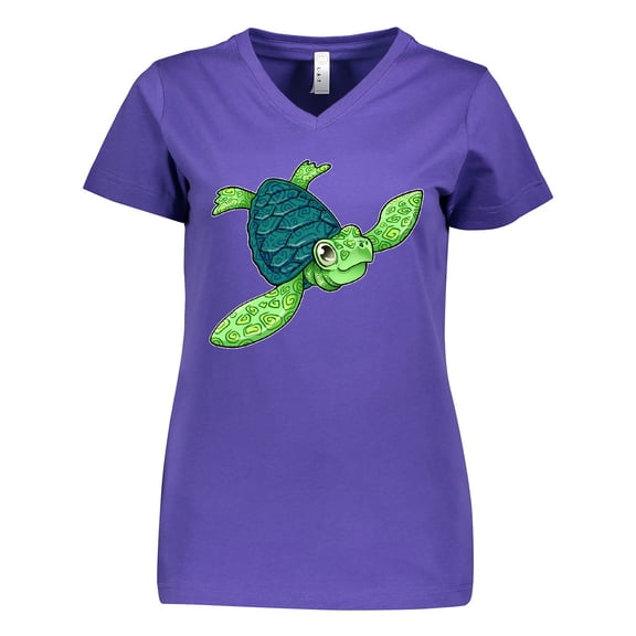 Inktastic Sea Turtle with swirls Women's V-Neck T-Shirt