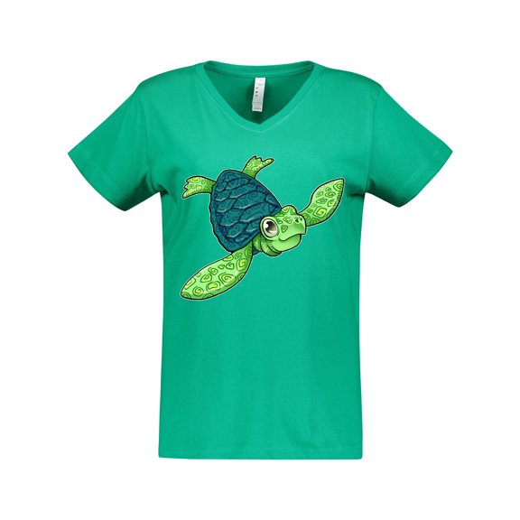 Inktastic Sea Turtle with swirls Women's V-Neck T-Shirt