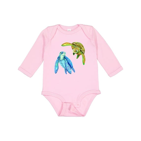 Inktastic Sea Turtles Swimming Together Boys or Girls Long Sleeve Baby Bodysuit