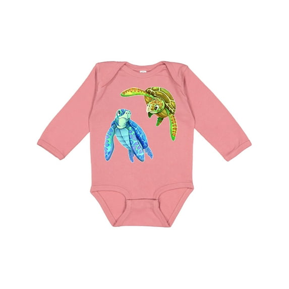 Inktastic Sea Turtles Swimming Together Boys or Girls Long Sleeve Baby Bodysuit