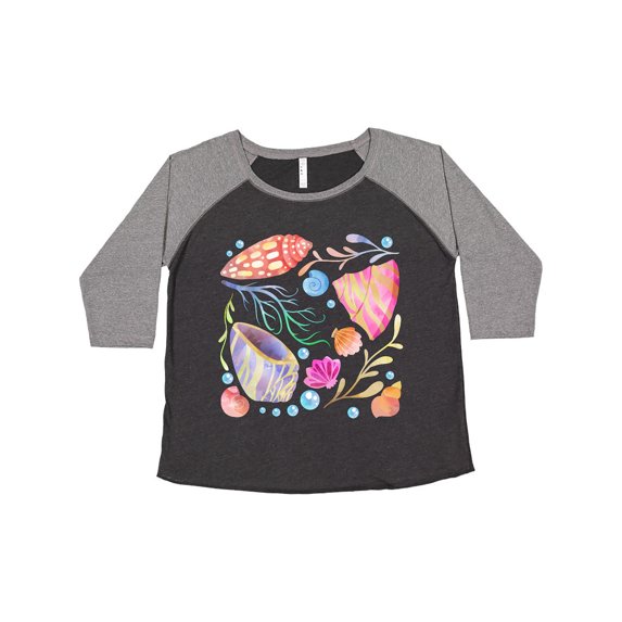 Inktastic Seashells with Bubbles Women's Plus Size T-Shirt