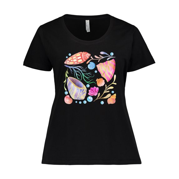 Inktastic Seashells with Bubbles Women's Plus Size T-Shirt