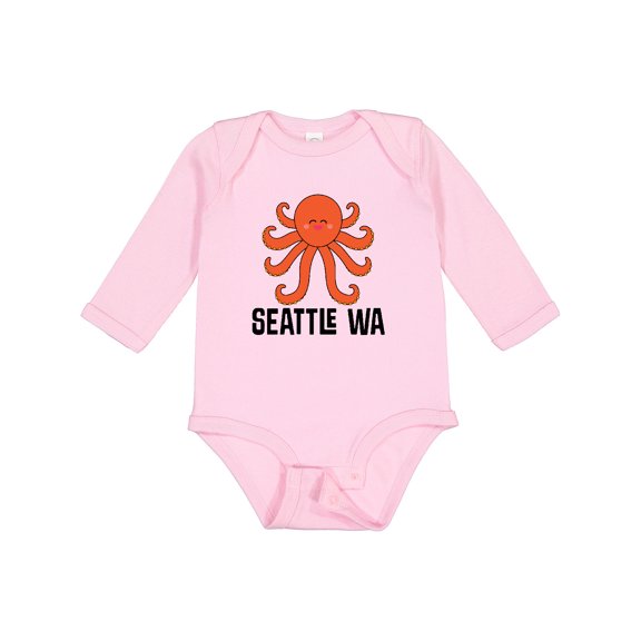 Inktastic Seattle Octopus Washington Vacation Boys or Girls Long Sleeve Baby Bodysuit