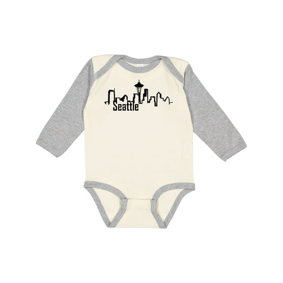 Inktastic Seattle Skyline Boys or Girls Long Sleeve Baby Bodysuit