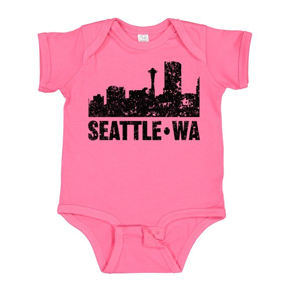 Inktastic Seattle Skyline Grunge Boys or Girls Baby Bodysuit