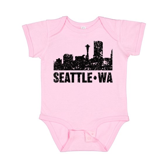 Inktastic Seattle Skyline Grunge Boys or Girls Baby Bodysuit
