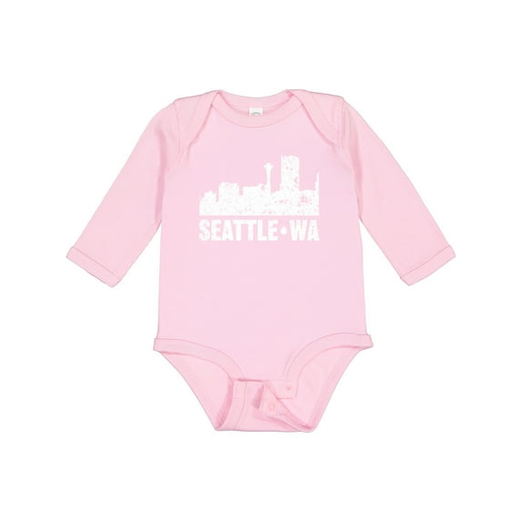 Inktastic Seattle Skyline Grunge Boys or Girls Long Sleeve Baby Bodysuit