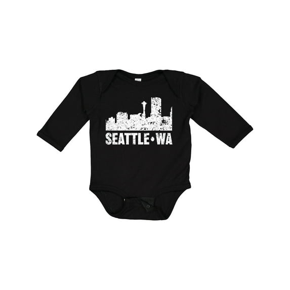 Inktastic Seattle Skyline Grunge Boys or Girls Long Sleeve Baby Bodysuit