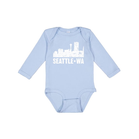 Inktastic Seattle Skyline Grunge Boys or Girls Long Sleeve Baby Bodysuit