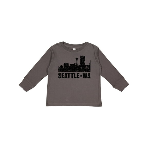 Inktastic Seattle Skyline Grunge Boys or Girls Long Sleeve Toddler T-Shirt