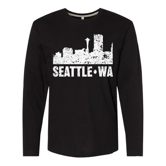 Inktastic Seattle Skyline Grunge Long Sleeve T-Shirt