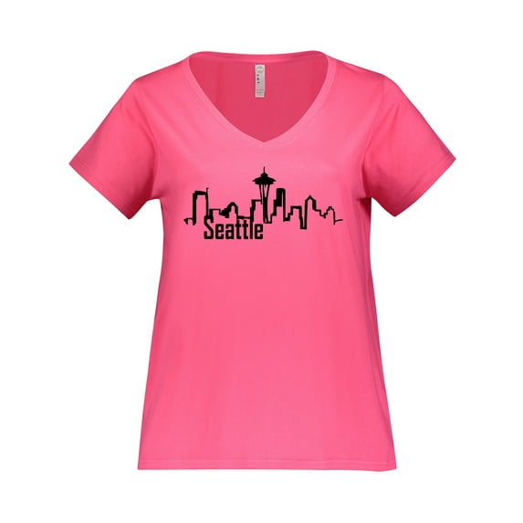 Inktastic Seattle Skyline Women's Plus Size V-Neck T-Shirt
