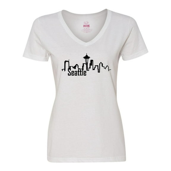 Inktastic Seattle Skyline Women's V-Neck T-Shirt