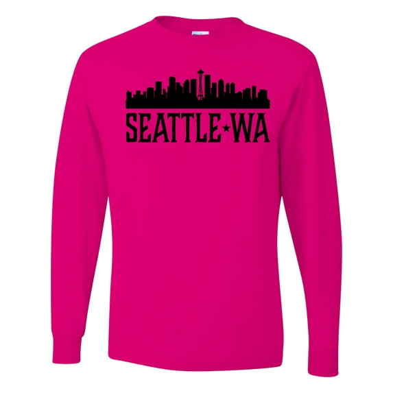 Inktastic Seattle Washington City Skyline Long Sleeve T-Shirt