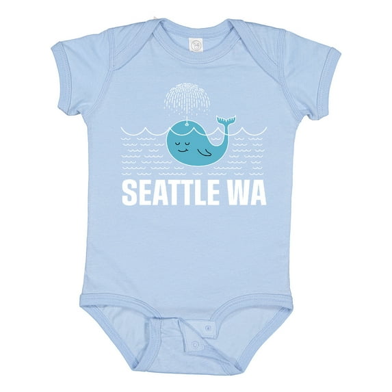 Inktastic Seattle Washington Cute Whale Travel Boys or Girls Baby Bodysuit