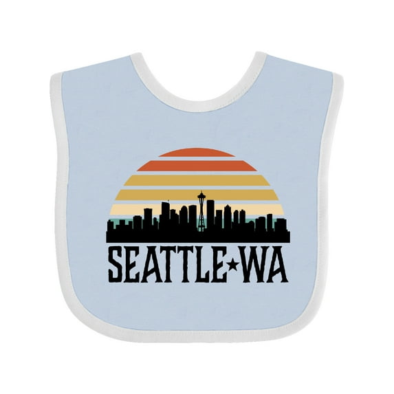 Inktastic Seattle Washington Skyline Sunset Boys or Girls Baby Bib