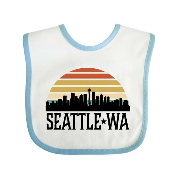 Inktastic Seattle Washington Skyline Sunset Boys or Girls Baby Bib