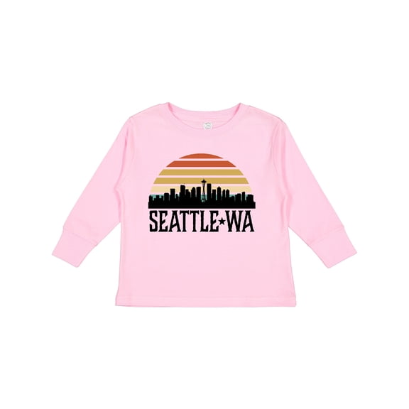 Inktastic Seattle Washington Skyline Sunset Boys or Girls Long Sleeve Toddler T-Shirt