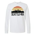 thumbnail image 1 of Inktastic Seattle Washington Skyline Sunset Long Sleeve T-Shirt, 1 of 5