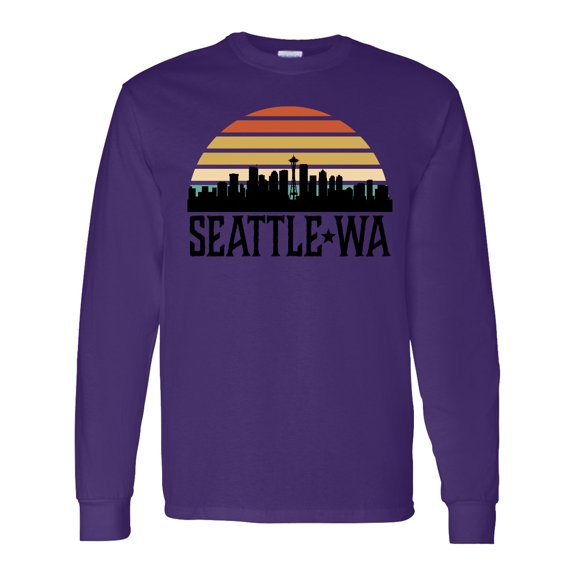 Inktastic Seattle Washington Skyline Sunset Long Sleeve T-Shirt