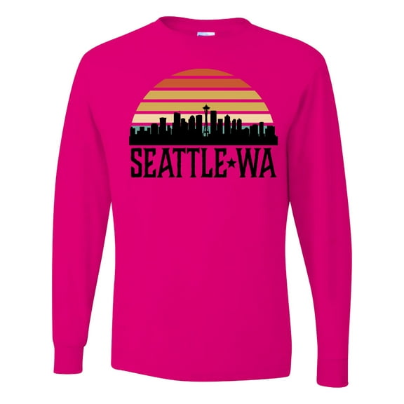 Inktastic Seattle Washington Skyline Sunset Long Sleeve T-Shirt