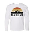 thumbnail image 1 of Inktastic Seattle Washington Skyline Sunset Long Sleeve Youth T-Shirt, 1 of 5