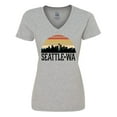 thumbnail image 1 of Inktastic Seattle Washington Skyline Sunset Women's V-Neck T-Shirt, 1 of 5