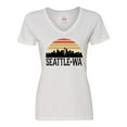 thumbnail image 1 of Inktastic Seattle Washington Skyline Sunset Women's V-Neck T-Shirt, 1 of 5