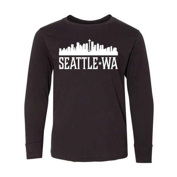 Inktastic Seattle Washington Skyline WA Cities Long Sleeve Youth T-Shirt