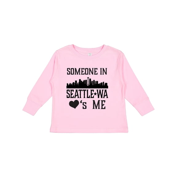 Inktastic Seattle Washington Someone Loves Me Skyline Boys or Girls Long Sleeve Toddler T-Shirt